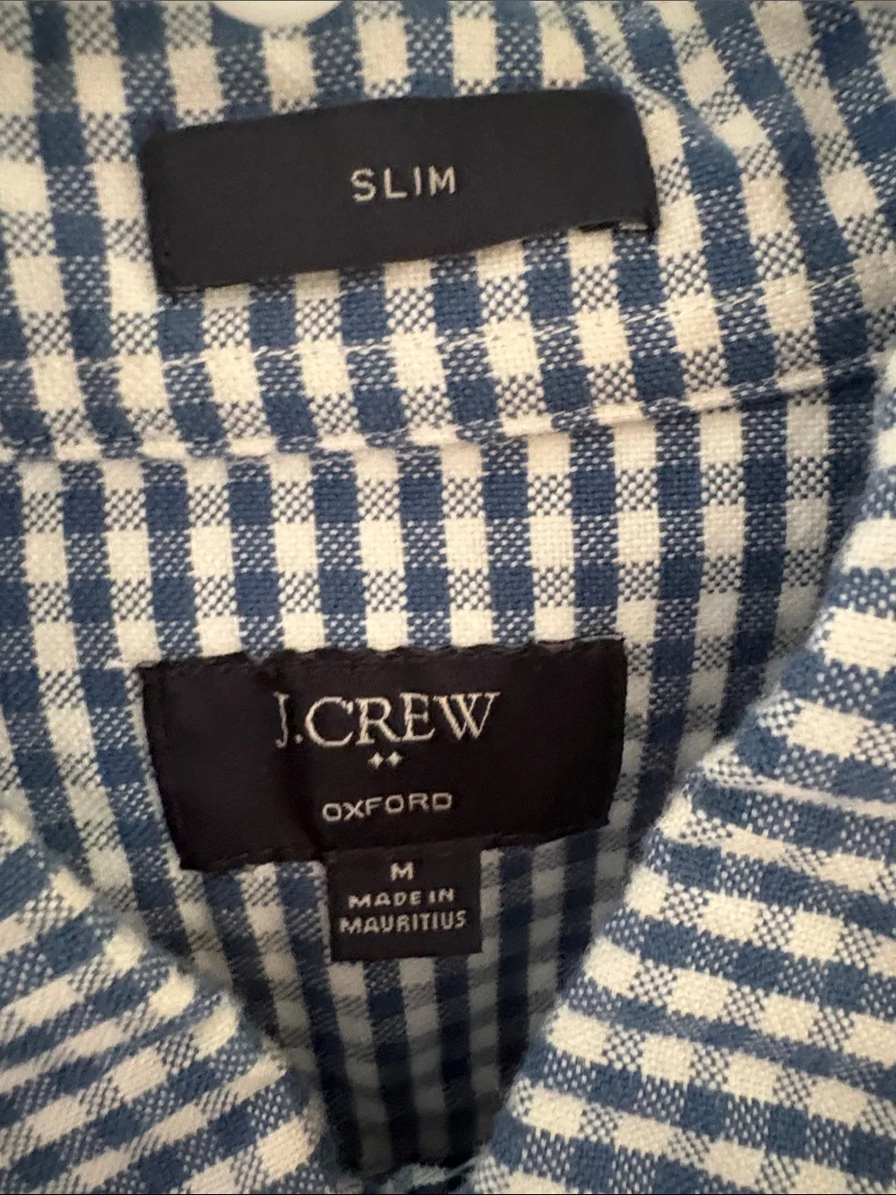 J. Crew Men’s Navy and White Oxford Button-Down Shirt